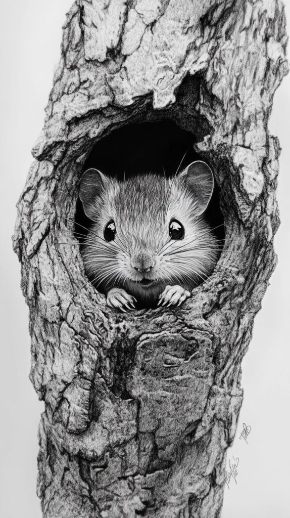 pencil drawing of a hamster